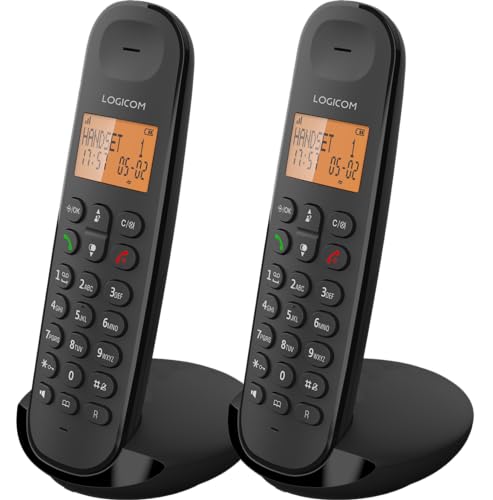 Logicom ILOA 250 Téléphone Fixe sans Fil sans Répondeur - Duo - Téléphones analogiques et dect - Noir