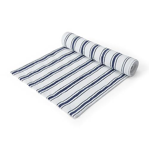 Mikasa Cotton and Linen Table Runner - White With Navy Stripe, 230 x 34cm, Mixed - Image 3