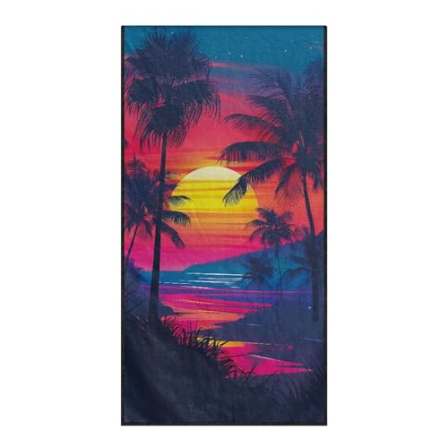 JOAIFO Car Seat Towel Cover After Gym, Palm Tree Microfiber Towels for Car, Sedan, Truck, Van, SUV, Soft Sweat Towel for Workout,Running,Swimming,Beach and Hiking
