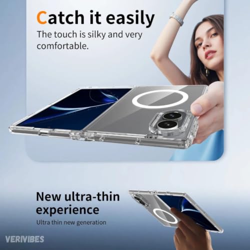 Image of Ultra Hybrid Clear Case Compatible with Samsung Galaxy Z Fold 8 Wide | Magnetic Wireless Charging 360 Hinge Protection | Anti Yellow Shockproof Drop Protection Cover - Transparent