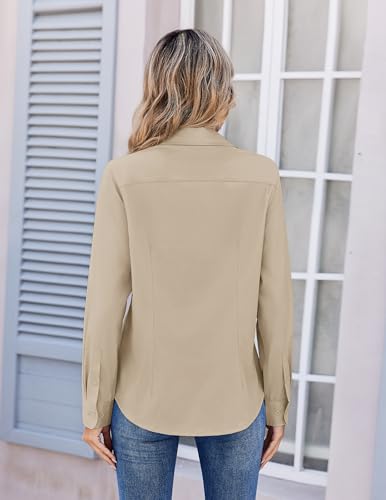 Image of Zeagoo Women's Wrinkle Free Button Down Shirts Long Sleeve Dress Shirts Collared Business Casual Blouses Tops XS-3XL