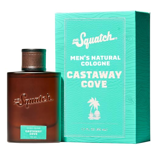 Image of Dr. Squatch Natural Cologne for Men - Bergamot, Lavender, and Vanilla Fragrance Inspired by Coconut Castaway - Sustainably-Sourced Ingredients - Castaway Cove Cologne (1.7 fl oz)