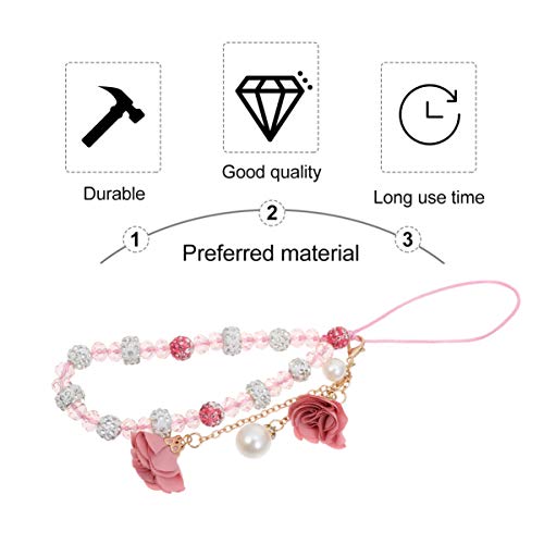 Hemobllo Alça de pulso para celular – Alça de mão para telefone com contas de cristal com pingente d