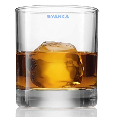 Image of SYANKA Italian Premium Scotch and Whiskey Glasses Set of 2 - Lead Free Old Fashioned Rounded Whiskey Tumbler Perfect for Bourbon, Liquor and Cocktail Drinks, 310 ML
