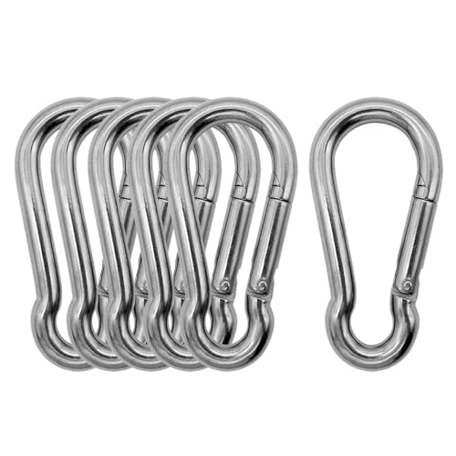 Outmate Marine Grade 316 Stainless Steel Carabiners -2.76 inch Heavy Duty Durable & Rust-Free Clips for Gym Swing Dog Leashes Hammocks Keychains and More(316 M7 Pack of 6)