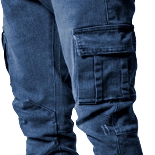 Cargo Jeans for Men Jogger Slim Fit Stretch Skinny Jean Straight Leg Comfort Flex Waist Pants Dark Blue Medium3