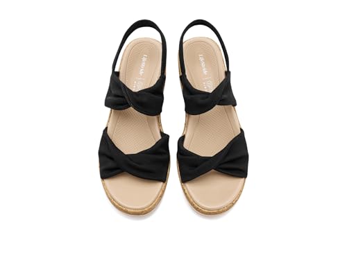 Image of LifeStride Womens Riley Slingbacks Black Linen Fabric 11 M