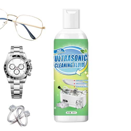 Líquido Limpiador Ultrasónico de Joyas | Líquido Limpiador de Gafas 180ml, para Anillos | para Hombres Adultos Uso en Hogar y Viaje Anillos Pendientes Gafas Relojes Cadenas