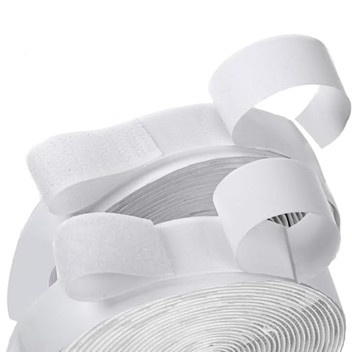 Hook and Loop Strips 1 Pair Hook and Loop Tape with Backing for Home Office Window Reusable Self Adhesive Sticky Back Fastener Strips Tapes for Fabric 2x500cm/0.78x196.85 inch White