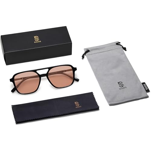 Image of SOJOS Retro Aviator Sunglasses for Women Men,Trendy Rectangle Womens Mens Shades Sun Glasses SJ2202
