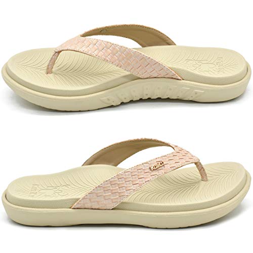 Image of KuaiLu Womens Flip Flops Arch Support Yoga Mat Cushioned Thong Sandals | Ladies Comfortable Walking Slides For Plantar Fasciitis Slip On Indoor Outdoor For Summer