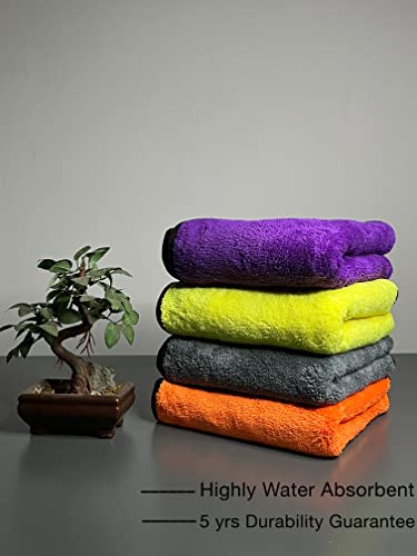Image of Homerz Thick 600 GSM Microfiber Cloth for Car and Bike wash, 16 x 16 inch, Multicolour (Pack of 2)