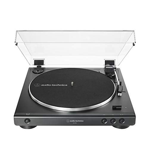 Audio-Technica AT-LP60X-BK Fully Automatic Belt-Drive Stereo Turntable, Black, Hi-Fi, 2 Speed, Dust Cover, Anti-Resonance, Die-Cast Aluminum Platter