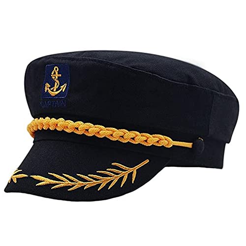 Black Sugar Chapeau Casquette Capitaine Mixte Adulte Ado Enfant Broderie Marine Marin Caps Blanc Noir Bateau Ancre (Noir) Cover