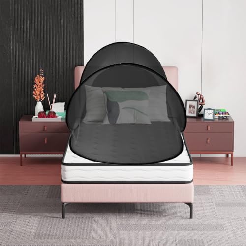 Image of Mengersi Large Pop Up Mosquito Tent,Portable Foldable Mosquito Net for Camping Travel Patio with Net Bottom for Adults Baby 1PC,Black