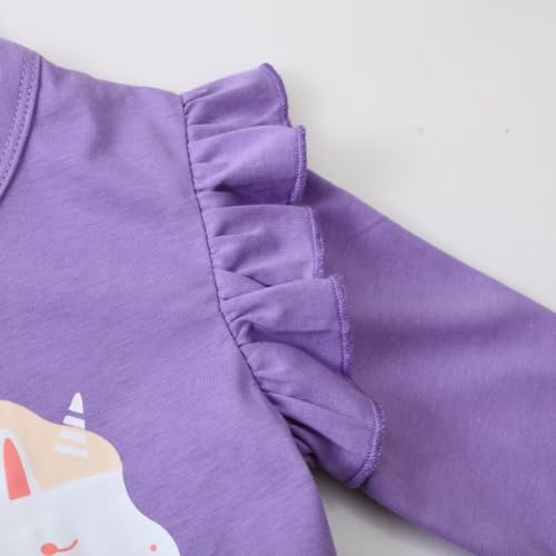 Image of Toddler Girl Long Sleeve T-Shirts Kids Cotton Fall Top 2-7 Years | 3 Pieces Soft Cotton Casual T-Shirt