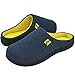 RockDove - Pantofola da Uomo in Memory Foam Bicolore, 40/41 EU, Blu Navy e Giallo