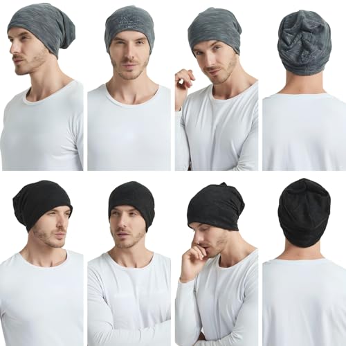 EINSKEY Lightweight Slouchy Beanie for Men Women, Oversize Thin Cotton Skull Cap Chemo Cap Night Sleeping Hat for All Seasons