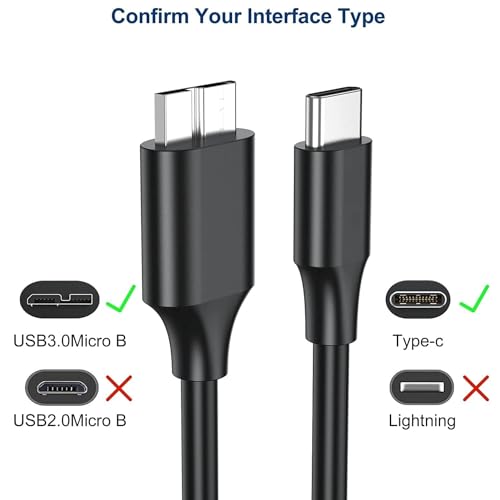 Image of Micro B To USB C External Hard Disk Drive USB Cable HDD USB Cable (30CM) USB 3.1 /10 Gbps (TYPE C TO MICRO B)