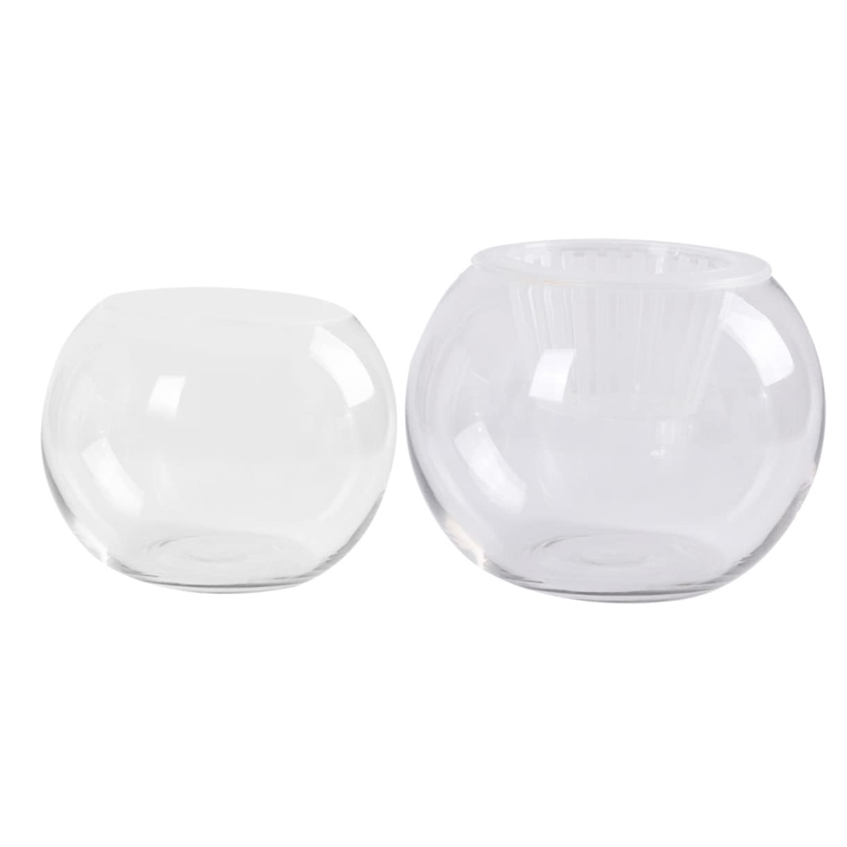 Vase en Verre Transparent Arrondi pour Plantes Hydroponiques Surface Lisse et Résistante la Rouille, Décoration de Bureau Créative pour Maison ou Hôtel