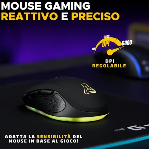 Kult Krypton - Mouse Gaming Senza Fili 6400 DPI, Mouse Wireless Gaming Bluetooth & 2.4 GHz, RGB, Batteria Lunga Durata, 7 Pulsanti, Leggero e Ambidestro - Nero - Mouse gaming - Immagine 3