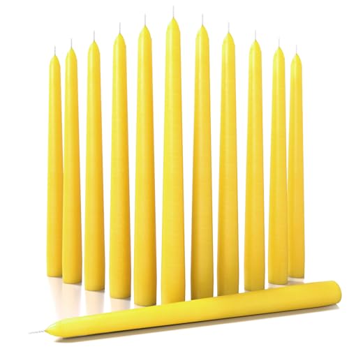 CANDWAX Lot de 12 bougies coniques de 25,4 cm – Bougeoirs effilés anti-goutte – Parfait pour le dîner ou la décoration de la maison – Bougies jaunes