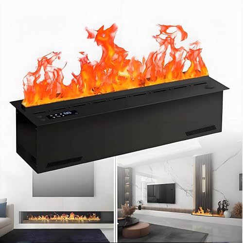Humidificador de chimenea con control remoto, llama realista ajustable, control de voz y aplicación, ideal para decoración del hogar y mejora de la humedad del aire