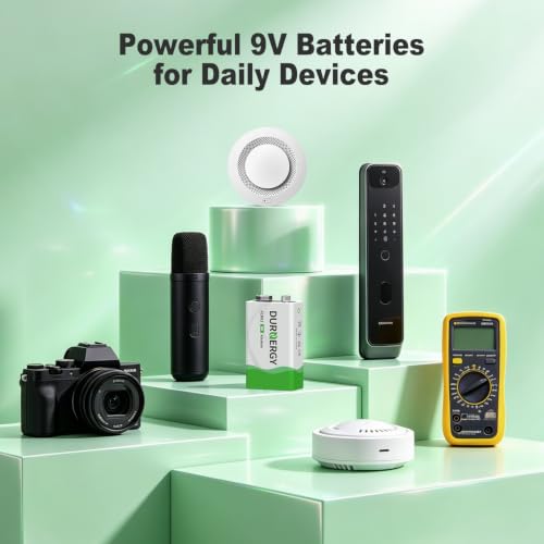 Image of DURNERGY 9 Volt Battery, 9V Batteries 24 Pack, Smoke Detector Battery 9V 6LR61 Battery Square Batteries 9V Alkaline Batteries
