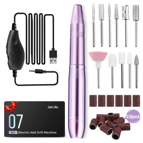 Janolia Elektrische Nagelfräser für Gelnägel 11 in 1 Elektrische Nagelfeile Maniküreset für Poly Gel Acrylnägel Kallus Entfernen, 20000U/Min Einstellbar Tragbar Elektrisch Fäser Nägel für Nagelstudio Cover
