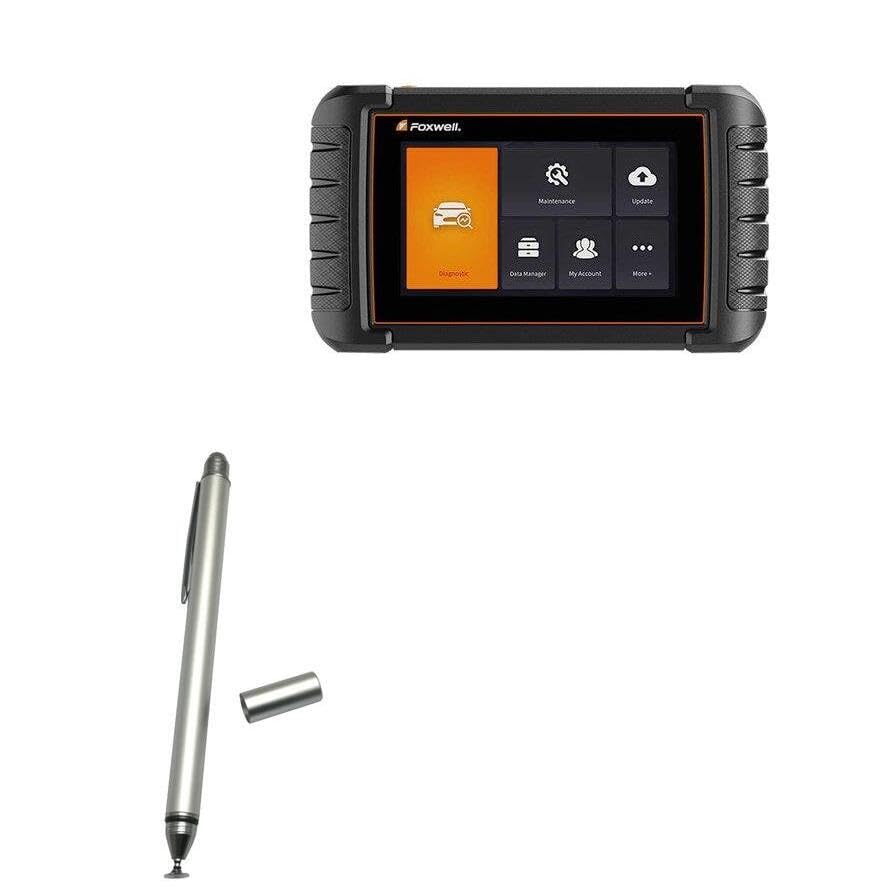 BoxWave Stylus Pen Compatible with Foxwell NT809BT (7 in) - DualTip Capacitive Stylus, Fiber Tip Disc Tip Capacitive Stylus Pen - Metallic Silver