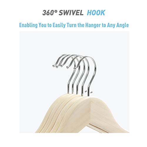 Topia Hanger Unfinished Wooden Hangers With Adjustable Metal Clips And 360° Swivel Hook, Premium Wood Clothes Hangers 10 Pack For Suit Skirts, Pants, Jeans, Coat, Jacket-Ct28U #TOP4