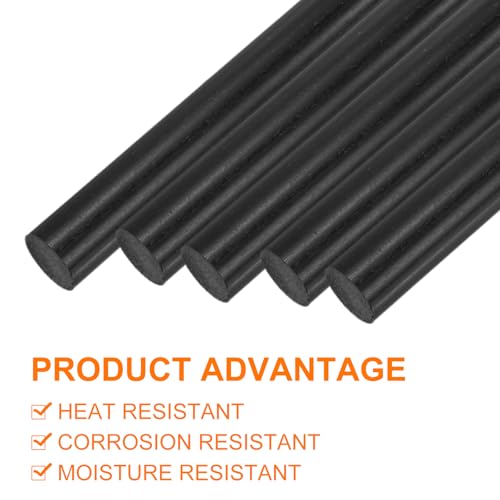 Image of uxcell 10 Pcs Black Plastic Rods 40 x 304mm ABS Styrene Round Stick Round Solid Bar DIY Model for DIY Toys Building Making Architectural Model Making
