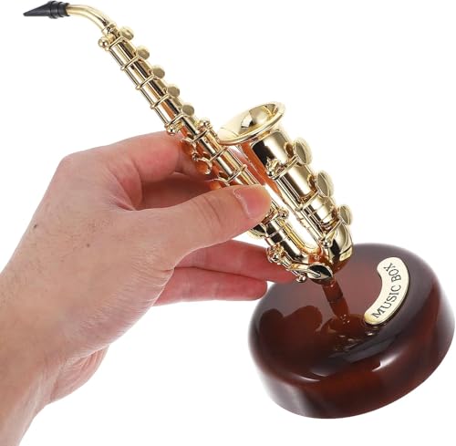 Image of AUGEN Exclusive Music Box Musical 360 rotatable Carousel Children's Wooden Men and Women Birthday Creative Christmas Valentine's Day Gift Home Decoration (Saxophone)