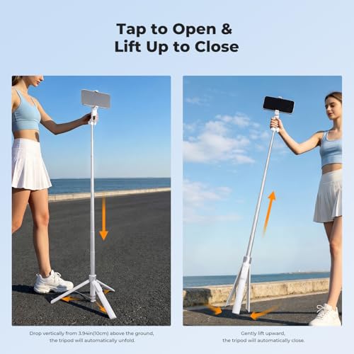 Image of K&F CONCEPT 72 inch Selfie Stick for iPhone, Phone Tripod | Clip & Magnetic, Light, Remote, 1s Open & Close, Compatible with iPhone 17-12 Osmo Pocket 4 /3 Luna Ultra, X97C6