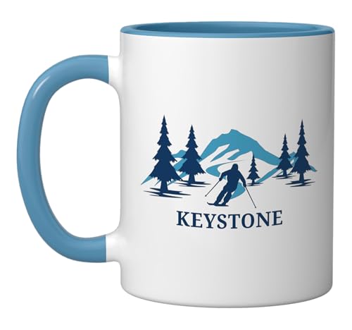 Keystone Colorado Ski Resort Mountains Ceramic Mug, Blue/White