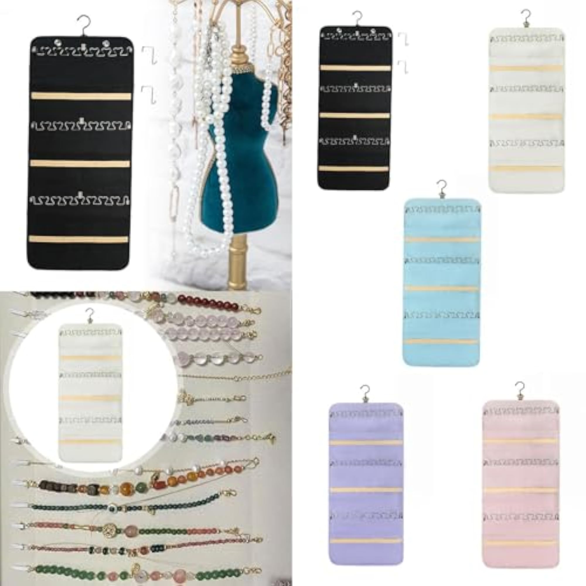 Double Sided Jewelry Holder Anti-Tarnish Roll for Door