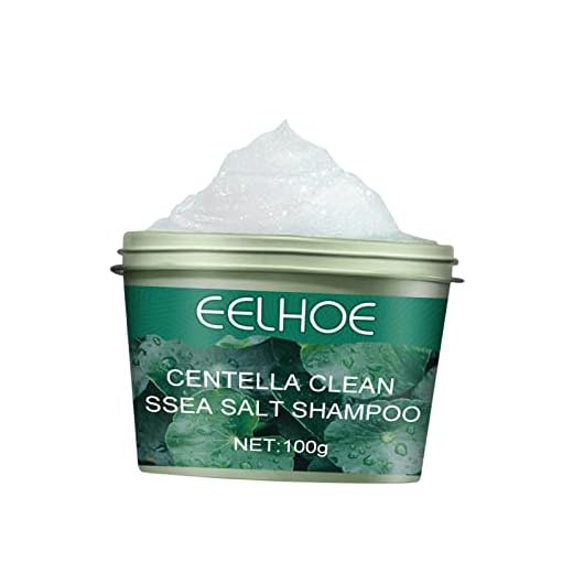 Kuyatioo Centella Sea Salt Shampoo - Centella Sea Salt Scrub Shampoo för rengöring - havssalt hårschampo för hårbotten klåda hårbotten och mjäll, grön 100 g