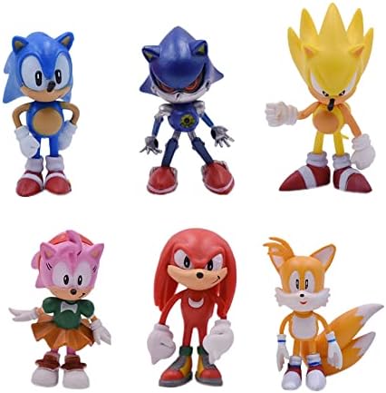 Pantyshka Sonic the Hedgehog Action Figures – Set of 6 Sonic Party Favors Cake Toppers – Premium Non-BPA Plastic Sonic Toy for Boys and Girls – Great for Decorations, Toy Collection