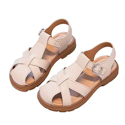 Girls Sandals Half Wrap Head Strap Flat Princess Shoes Summer Dress Shoes for Toddler Little Child Big Girl Tennis Shoes (White, 9 Toddler)