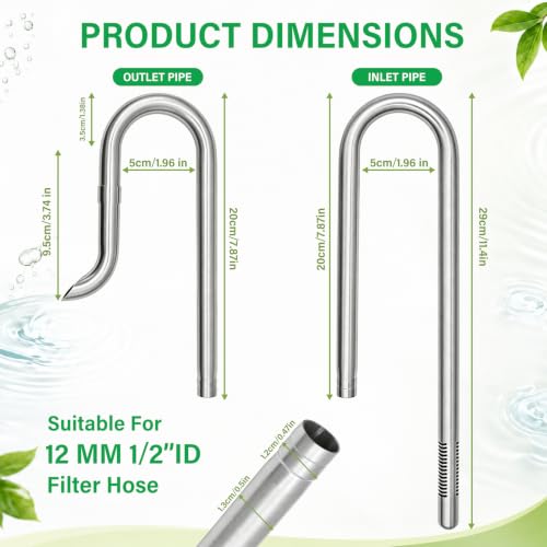 Image of LINLAN 304 Stainless Steel Lily Pipe Inflow and Outflow with Mini Aluminum Alloy Pipe Holder, 360 Rotatable Outflow, Fits 1 /2 Inch ID Filter Hose, for Rimless Aquariums (1 /2 inch)