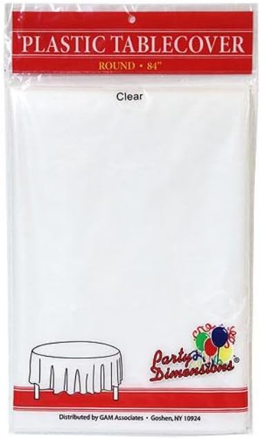 KingZak 84" Round Plastic Tablecover- 12 count