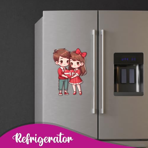 Image of Bhai Please Couple with Heart Theme Wooden Fridge Magnet - Couple Gift
