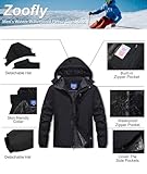 Zoofly Herren Snowboardjacke Skijacke Winterjacke Wasserdicht Outdoor jacken Waterproof Snowboardjacke für Männer Winddicht Schwarz 3XL