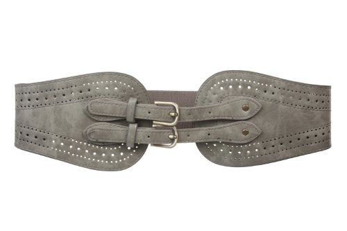 Ceinture élastique femme 12,7 cm à double boucles : l'élégance des lignes graphiques