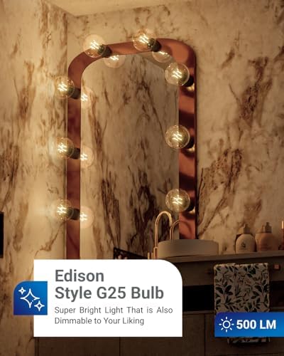Sunco 6팩 G25 LED 글로브 전구, 화장대용, 5W, 3000K — 사진 2