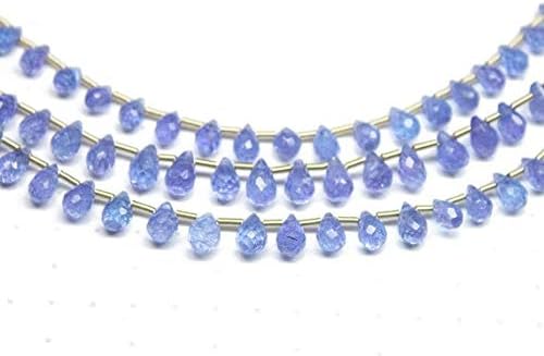 1 Strand Tanzanite Tear Drop Faceted 8'' Long Strand Gemstone Beads, Jewelry Supplies for Jewelry Making, Bulk Beads, for Meditation Jewellery for Reiki Healing Mystic Gemstone Size 4mm to 6mm