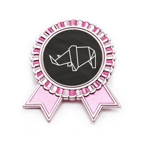 Broche rhinocéros géométrique Origa rose en métal M pour sublimer un manteau d'hiver