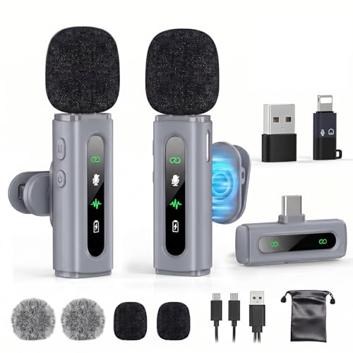 Image of USB C Lavalier Microphone Wireless Mini Mic for Type-C Android Phone /Tablet /PC Video Recording Clip-on Mics with Rotatable Clip&Denoise Recording, Ideal for Vlog Tiktok Youtube Content Creator, Gray