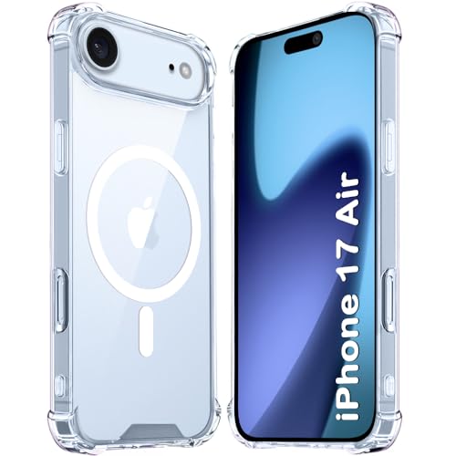 Image of TheGiftKart Shockproof Ultra-Hybrid Back Cover Case for iPhone 17 Air Compatible with MagSafe | 360 Protection | Crystal Clear Hard Back Cover Case for iPhone 17 Air (PC & TPU, Transparent Bumper)
