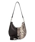 Mittelgroße Hobo Bag/ weiches, genarbtes Glattleder und Leder mit Schlangenhautprägung/ Hauptfach mit Reißverschluss/ gefütterter Innenraum mit Reißverschlussfach, Karabiner und zwei Steckfächern/ abnehmbarer Schulterriemen/ zusätzlich abnehmbares und verstellbares Gurtband mit Logoschriftzug/ Reißverschlusszug mit Lederschlaufe/ frontseitiges Lederschild mit Logoprägung